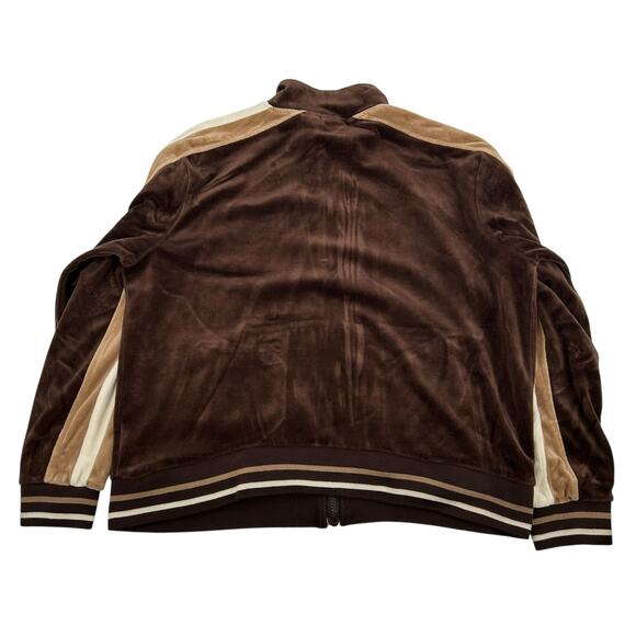Vintage y2k Women's Brown Erika Full Zip Velour Track Jacket Sweatshirt Sz L - Picture 5 of 6